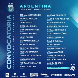 阿根廷国家队最新名单 梅西领衔迪巴拉劳塔罗入选